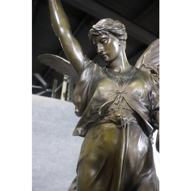 Rouge Marble Pedestal With Bronze E. Piccault Statue For Sale - Image 18 of 18