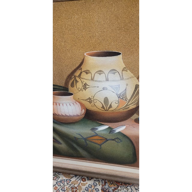 1970s Fine Southwest Native American Large Sand Painting For Sale - Image 4 of 14