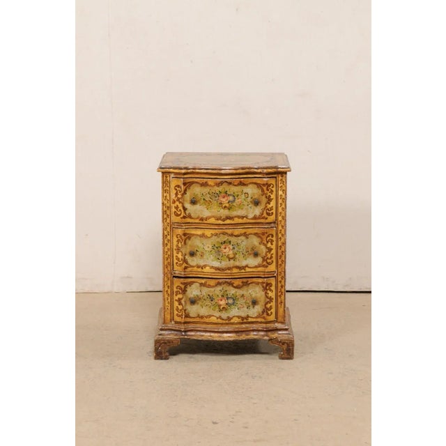 19th Century 19th Century Italian Floral-Painted Petite Chest For Sale - Image 5 of 13