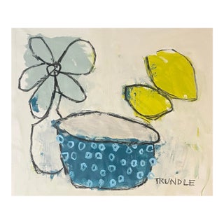 Sarah Trundle, Large Scale Abstract Still Life, "Vase and Bowl With Big Lemons" For Sale