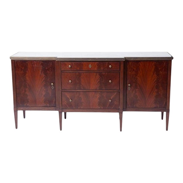 20th Century Mirrored Top & Mahogany Wood Sideboard/Credenza by Dessin Fournir For Sale