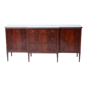 20th Century Mirrored Top & Mahogany Wood Sideboard/Credenza by Dessin Fournir