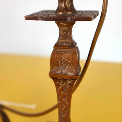 Vintage Brass Lamp with Fabric Shade For Sale - Image 5 of 14