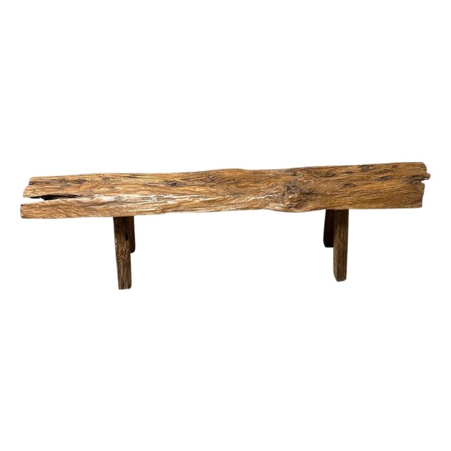 Andrianna Shamaris Teak Wood Log Style Bench For Sale