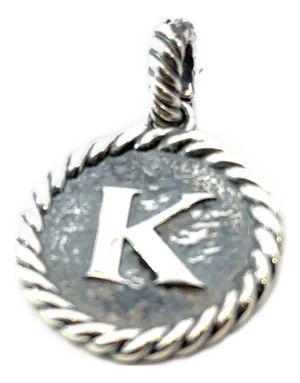 1990s David Yurman Letter K Amulet Sterling Silver Estate