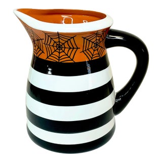 Vintage Americana Boho Chic Halloween Spider Web Pitcher. For Sale