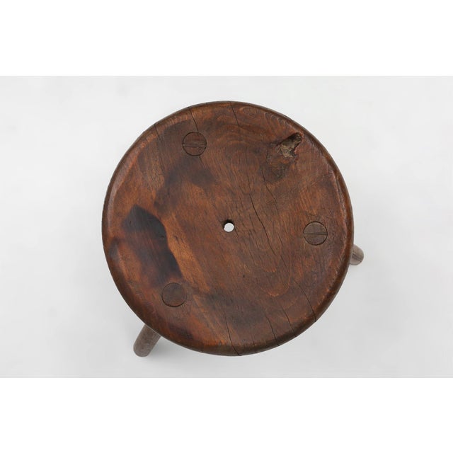 Wood Hand-Carved Wood Tripod Stool, France, 1900s For Sale - Image 7 of 11