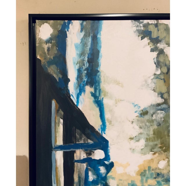 Modern Parisian Saint Germain Des Pres Impressionistic Blue Cityscape Giclee on Canvas For Sale - Image 4 of 5