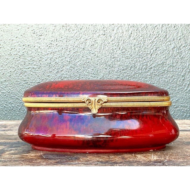 Burgundy Vintage Paul Milet for Sevres Porcelain Box For Sale - Image 8 of 12