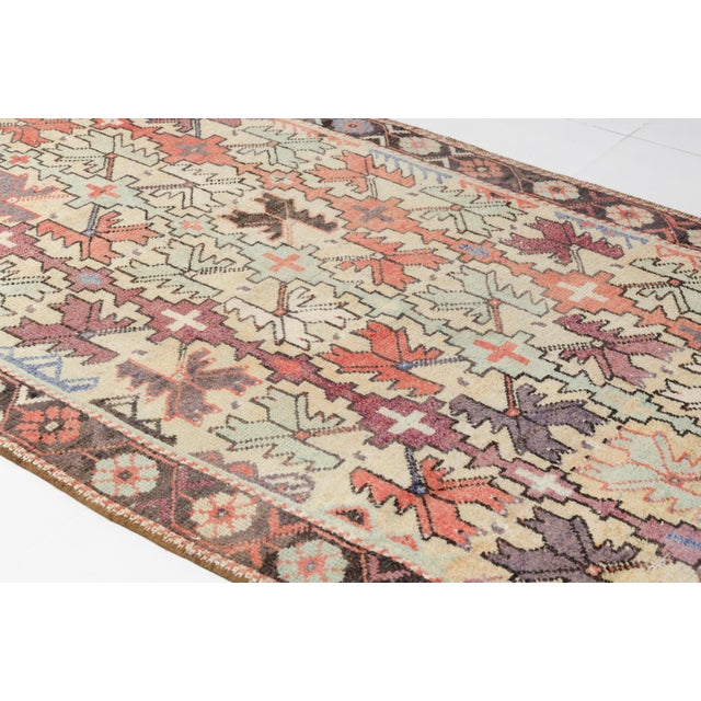 1960s Vintage Turkish Tribal Rug, Geometric Cross Pattern Area Rug For Sale - Image 5 of 10