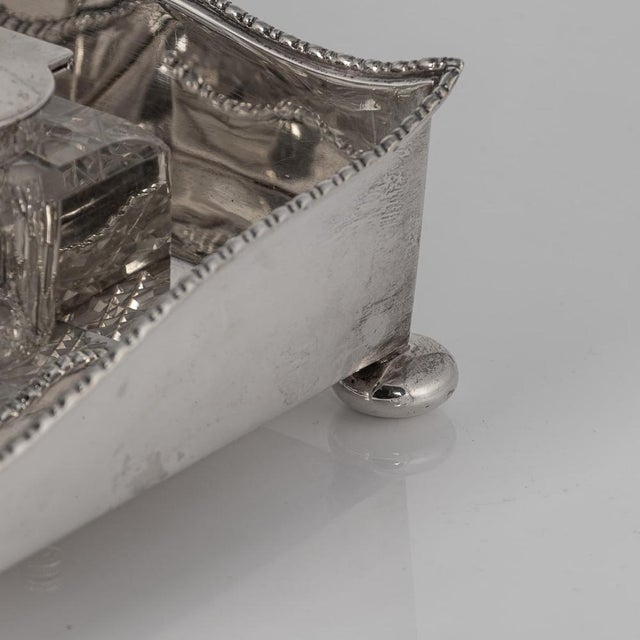 1900 - 1909 Antique 20th Century Edwardian Silver Inkwell Desk Set, Chester, 1908, Set of 4 For Sale - Image 5 of 12