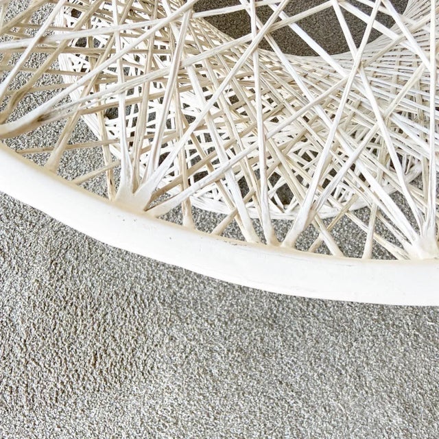 Glass White Spun Fiberglass Glass Top Circular Coffee Table For Sale - Image 7 of 8