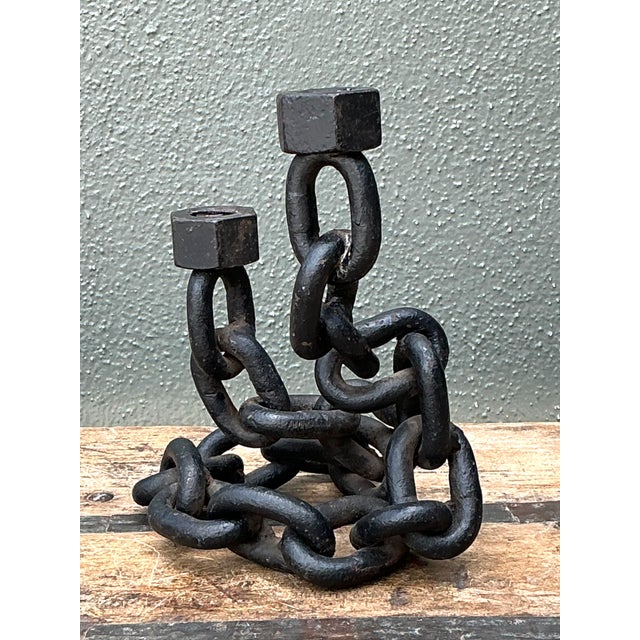 Vintage Iron Chain Link Candle Holder For Sale - Image 11 of 12