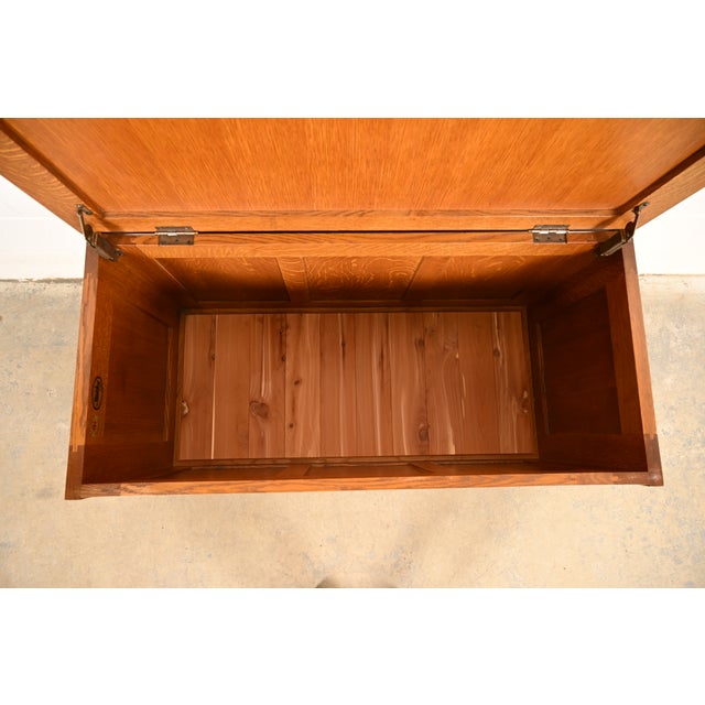 Brown Stickley Harvey Ellis Collection Mission Arts & Crafts Inlaid Oak Blanket Chest For Sale - Image 8 of 18