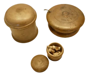 Hand Made Sycamore Treen Pots 1 with Miniatures, Set of 3