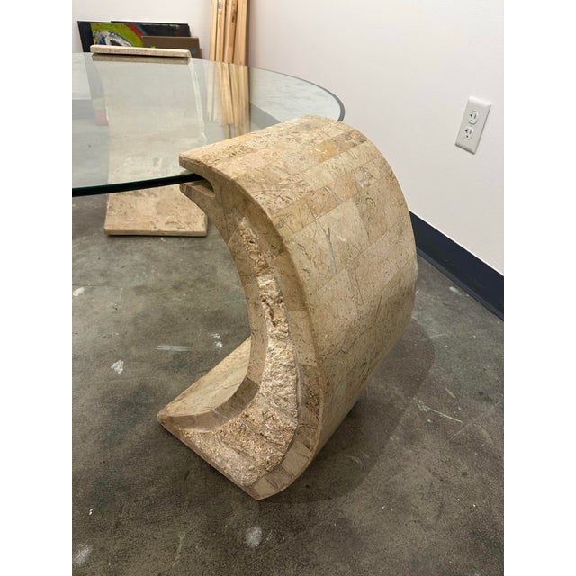 Glass Faux Travertine Coffee Table by Magnussen Home For Sale - Image 7 of 9