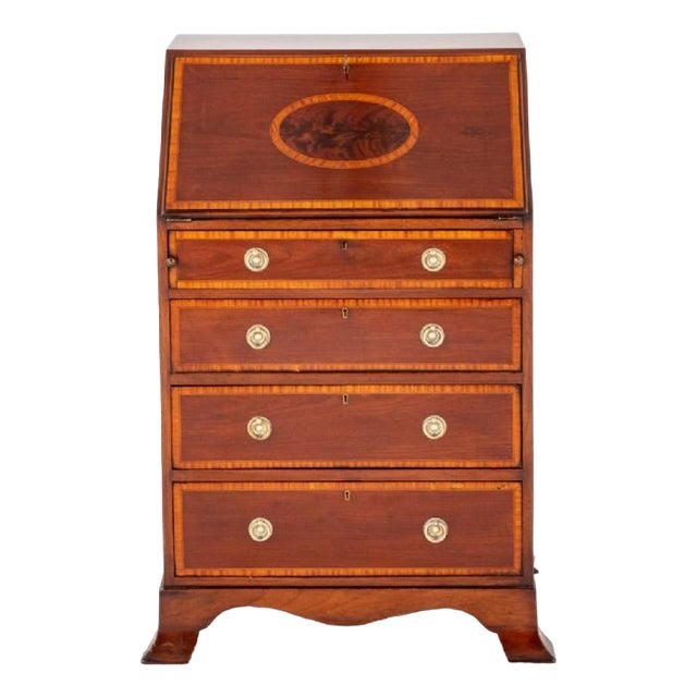 Regency Revival Mahogany Inlay Desk, 1890s For Sale