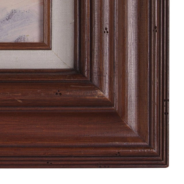 American Unsigned Sandy Wash in Front of Mountains Oil Painting For Sale - Image 3 of 4