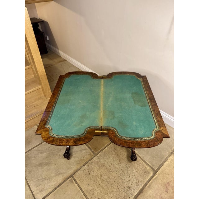 Antique Victorian Burr Walnut Card Table, 1860 For Sale - Image 12 of 13