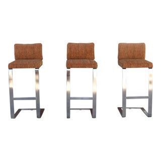 Milo Baughman Bar Stools - Set of 3 For Sale