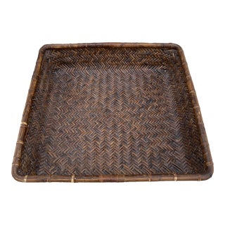 Large Woven Rattan Wall Basket/Tray For Sale