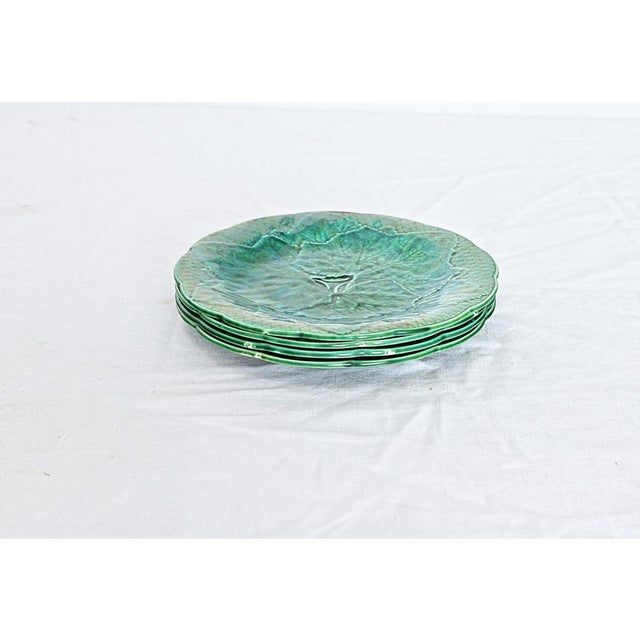French 19th Century Set of Four Gien Majolica Leaf Plates For Sale - Image 12 of 12