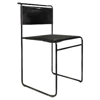 Modern Italian Black Scooby & Metal Spaghetti Chair attributed to G. Belotti, Alias, 1980s For Sale