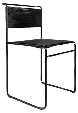 Modern Italian Black Scooby & Metal Spaghetti Chair attributed to G. Belotti, Alias, 1980s