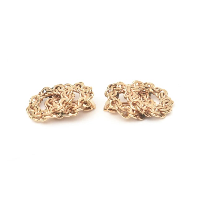 Modern Vintage 14 Karat Gold Sculptural Twisted Chains Clip-On Earrings - 2 Pieces For Sale - Image 3 of 7