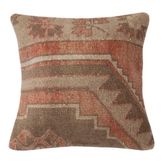 19"x19" Rustic Handmade Wool Cushion Cover. Vintage Turkish Rug Pillow For Sale