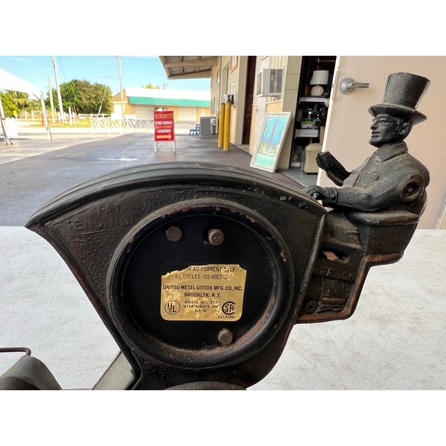 Metal Vintage United Metal Goods Horse Carriage Clock & Lamp For Sale - Image 7 of 10