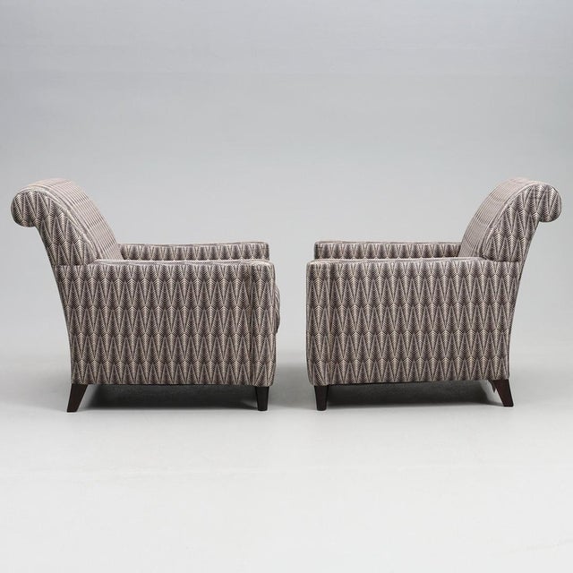 Mid-Century Modern Nordic Chairs in Wood with Neutral Textile, 1950, Set of 2, in Good conditions. Designed 1920 to 1949
