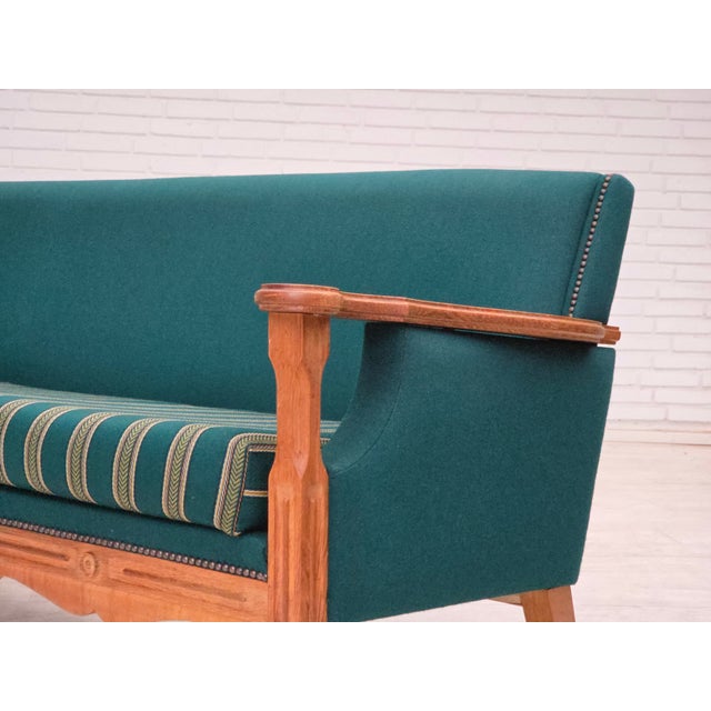 Vintage Danish Four-Seater Sofa in Furniture Wool and Oak, 1970s For Sale - Image 12 of 18