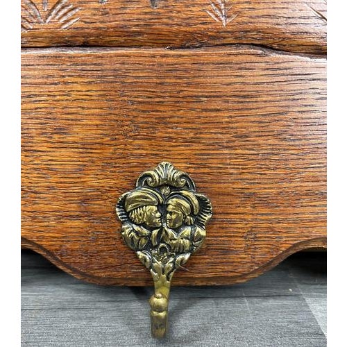 French Coat Rack in Oak with Five Hooks For Sale - Image 4 of 6