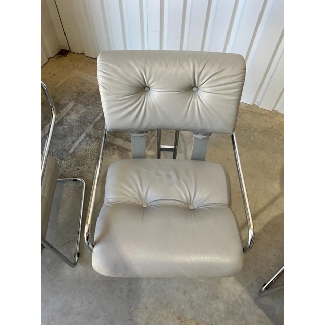 Mid-Century Modern Light Grey 'Tucroma' Chairs by Guido Faleschini for I4 Mariani, 1980s, Signed For Sale - Image 3 of 18