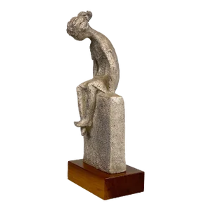 Vintage Abstract Figural Girl Chalkware Art Pottery Sculpture