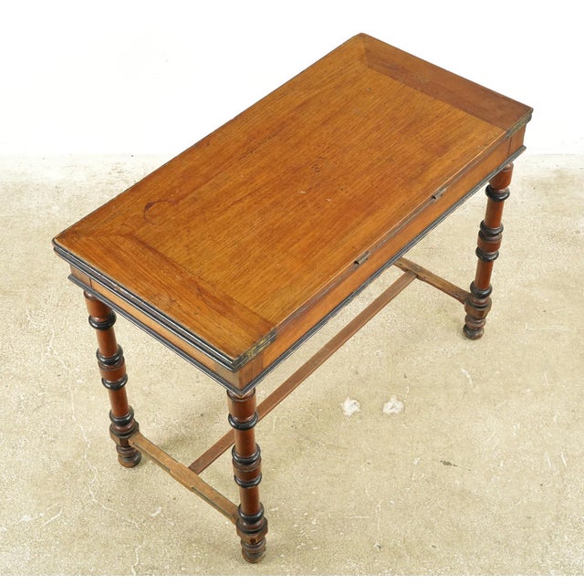 Vintage European Wooden Bridge Game Table For Sale - Image 6 of 13