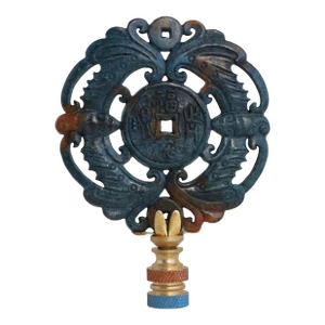 Chinese Stone Coin Lamp Finial