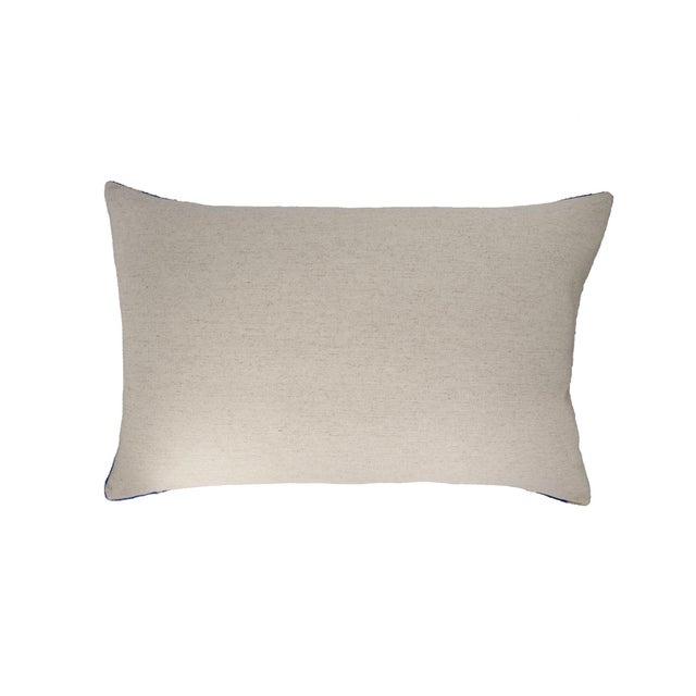 2020s Coastal Silk Velvet Ikat Pillow Cover, 16 X 24 For Sale - Image 5 of 5