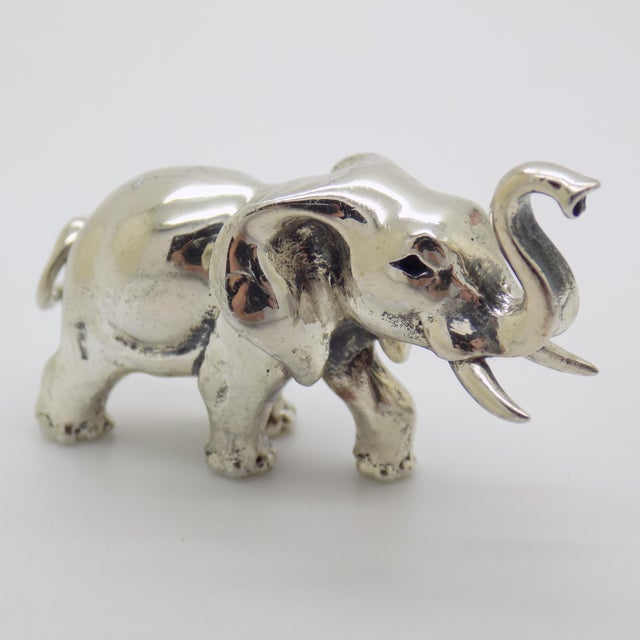 Italian Vintage Italian Handmade Genuine Silver Elephant Figurine Sculpture Miniature For Sale - Image 3 of 11