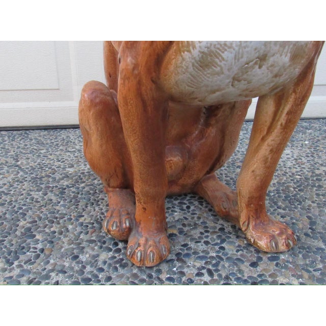 Vintage Italian Life Size Terracotta Boxer Dog Figurine For Sale - Image 12 of 18