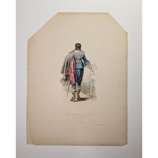 Peer of the Time of Louis XIII | Hand-Colored Engraving by Hippolyte Pauquet | C. 1868 For Sale - Image 4 of 4