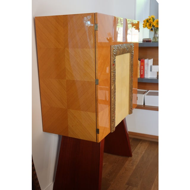 Late 20th Century Dakota Jackson Postmodern Dry Bar Cabinet in Lacquered Maple and Parchment For Sale - Image 10 of 15