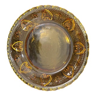 Vintage Kig Indonesia Amber Pressed Glass Dinner Plates For Sale