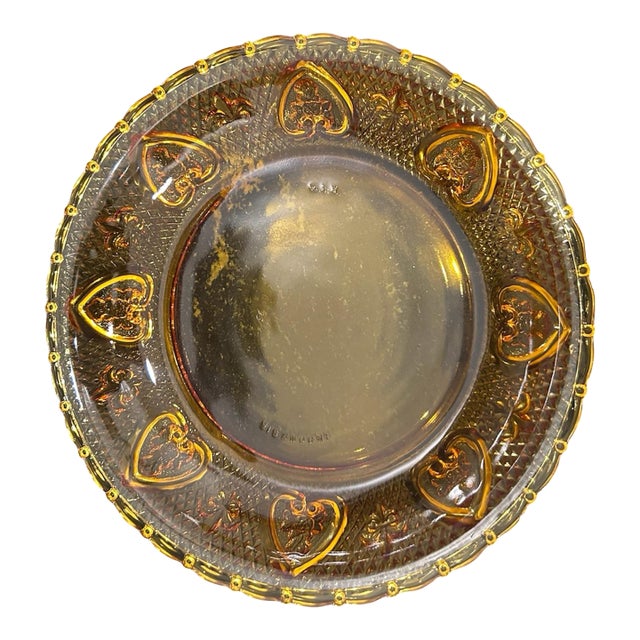 Vintage Kig Indonesia Amber Pressed Glass Dinner Plates For Sale