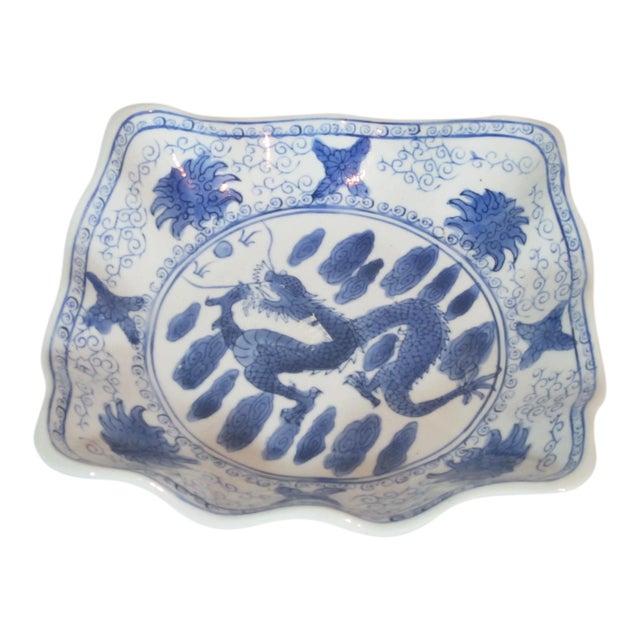 1990s Asian Porcelain Dragon Bowl For Sale