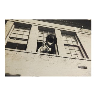 Early 20th Century Tuba Player Snapshot Photograph For Sale
