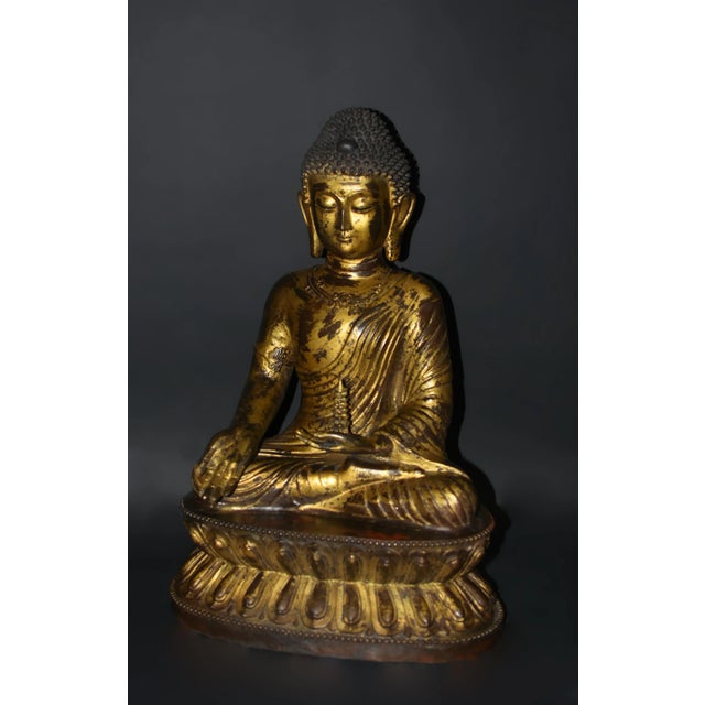 Huge Gilt Bronze Buddha Shakyamuni Statue Buddha 31 Lb For Sale In Los Angeles - Image 6 of 17