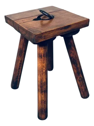 Brutalist Oak Stool, Belgium, 1950s