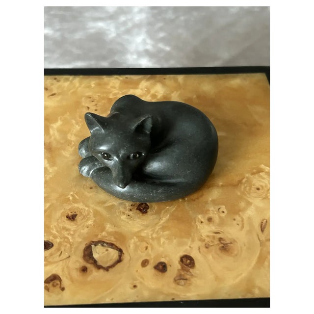 Art Deco Ooak, Rare, Carved Fox, Birds Eye Box For Sale - Image 3 of 10